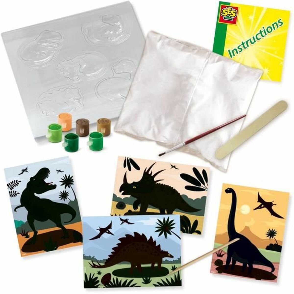 Zīmēšanas Komplekts SES Creative 2 in 1 Dinosaurs